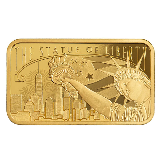 1 oz Gold Bar - PAMP America the Free Statue of Liberty (Assay