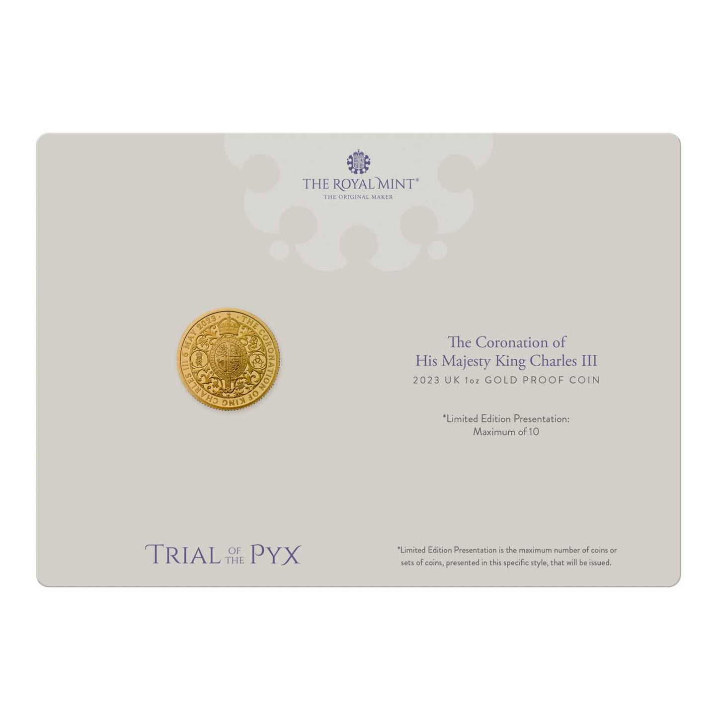 The Coronation of His Majesty King Charles III 2023 UK 1oz Gold Proof Coin
Trial Of The Pyx