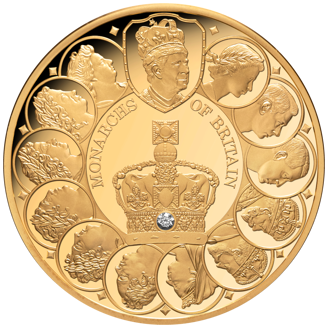 1 Oz Gold Coin - Monarchs of Britain - with Diamond - 2024