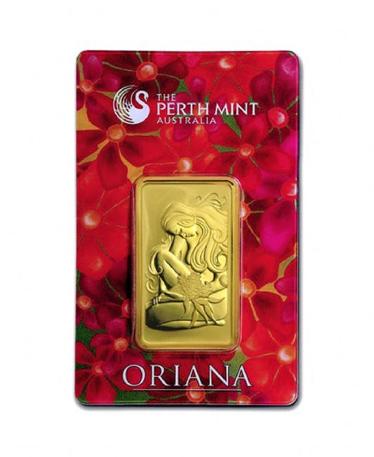 1 oz Gold Bar - The Perth Mint Oriana Design (In Assay)