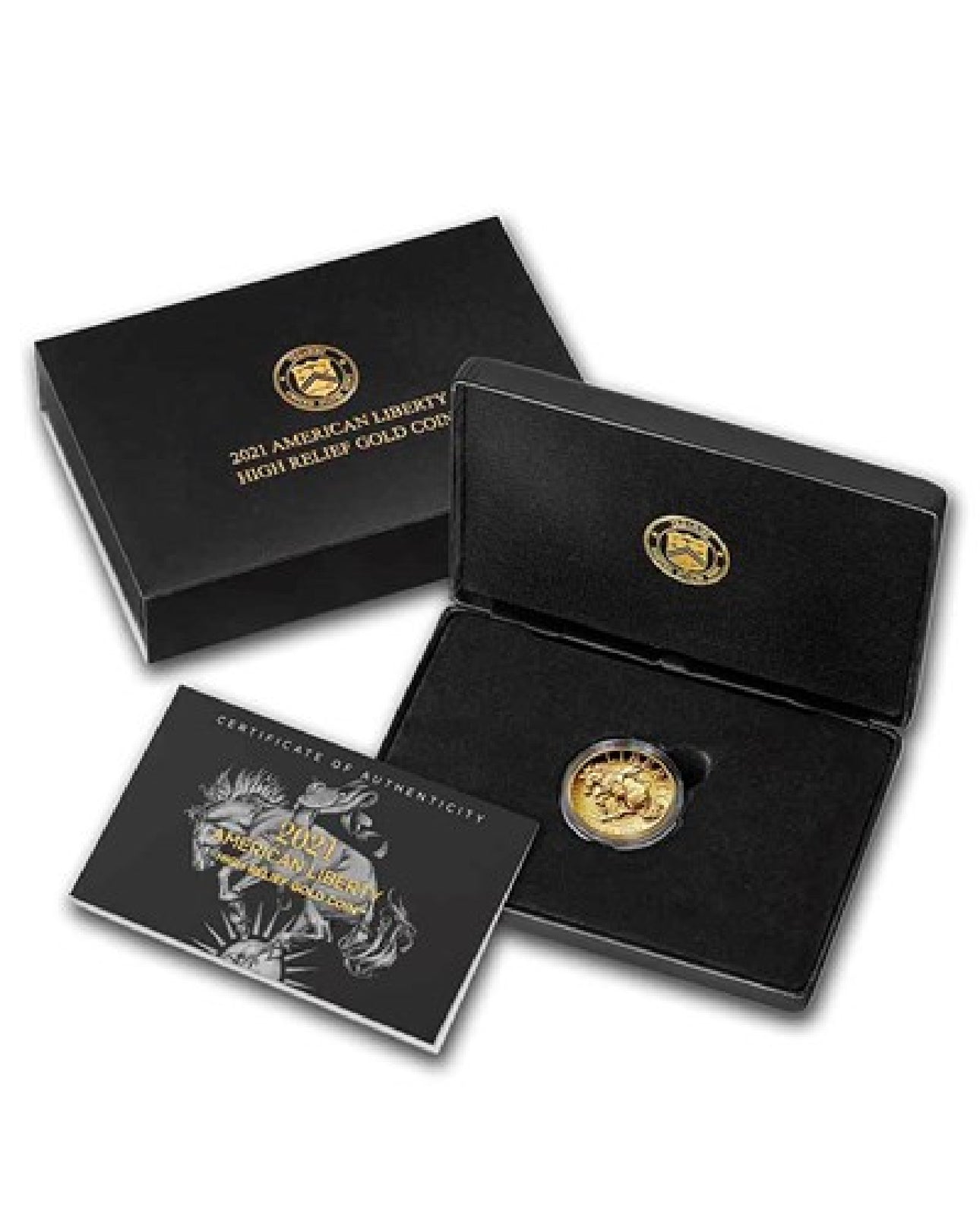 US Mint High Relief Coins & American Liberty Gold Coin Series
2021-W 1 oz High Relief American Liberty Gold (w/Box and COA)