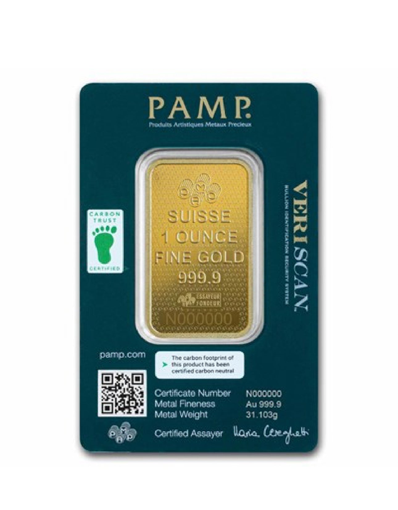 1 oz Gold Bar - PAMP Lady Fortuna 45th Anniversary (In Assay)