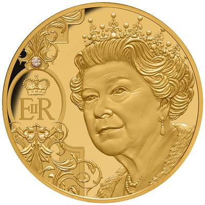 Niue 2022
QUEEN ELIZABETH II - 1 OZ
IN TRIBUTE - WITH DIAMOND
100 $ | 1 Oz Gold | Proof
Mintage only 250 pieces