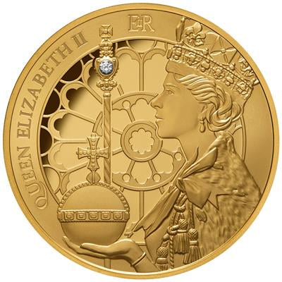 Tokelau 2023
QUEEN ELIZABETH II - 1 OZ
CORONATION - WITH DIAMOND
100 $ | 1 Oz Gold | Proof
Mintage only 150 pieces