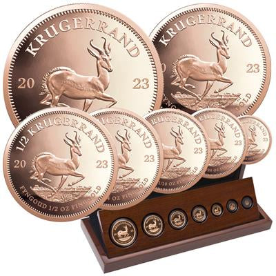 South Africa 2023
KRUGERRAND - PRESTIGE-SET
FIRST TIME WITH 2 OZ GOLD COIN
3,92 Rand | 3,92 Oz Gold | Proof
Mintage only 50 sets