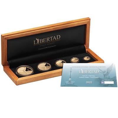 Mexico 2022
LIBERTAD - GOLD PROOF SET
SET - 5 COINS
1,9 Onza | 1,9 Oz Gold | Proof
Mintage only 250 sets