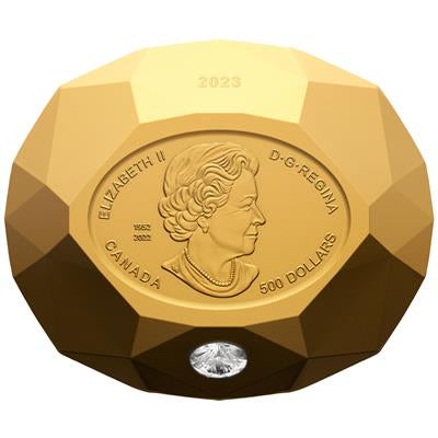 Canada 2023
DIAMOND-SHAPED COIN
WITH FOREVERMARK™ DIAMOND
500 $ | 171,8 Gram Gold | Matte Proof
Mintage only 150 pieces