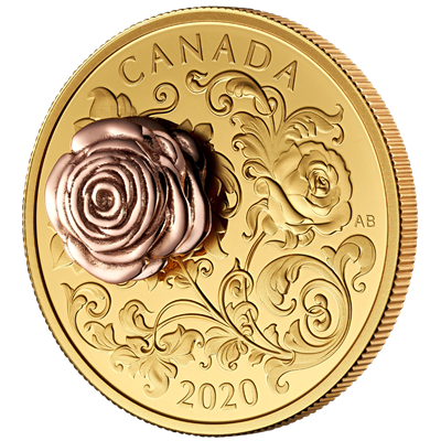 Canada 2020
QUEEN ELIZABETH ROSE - 1 OZ
3D ROSE IN ROSE GOLD
200 $ | 1 Oz Gold | Proof
Mintage only 300 pieces