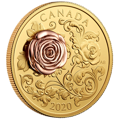 Canada 2020
QUEEN ELIZABETH ROSE - 1 OZ
3D ROSE IN ROSE GOLD
200 $ | 1 Oz Gold | Proof
Mintage only 300 pieces