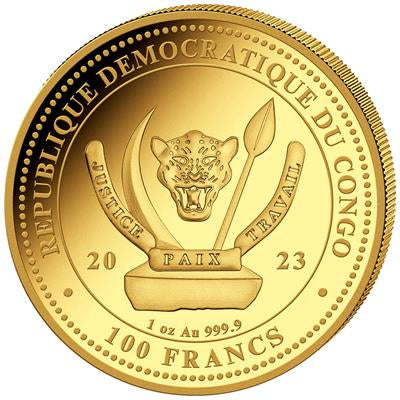 Congo 2023
OCEAN RAYS - 1 OZ
WILDLIFE (5.) - BULLION COIN
100 Francs | 1 Oz Gold | Uncirculated
Mintage only 1,000 pieces