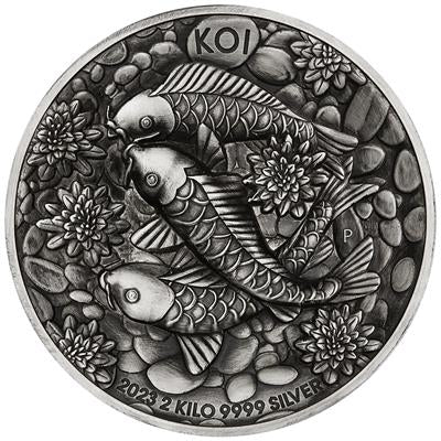 Australia 2023
KOI FISH - 2 KILO
HIGH RELIEF - ANTIQUE FINISH
60 $ | 2 Kilo Silver | Antique Finish
Mintage only 200 pieces