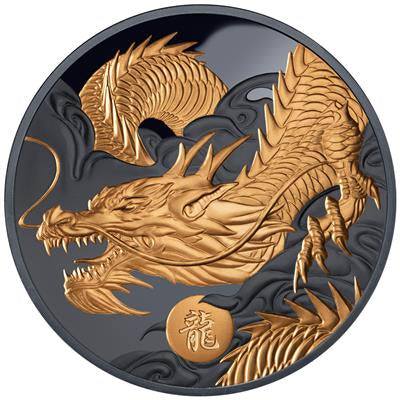 Niue 2024
YEAR OF THE DRAGON - 1 OZ
LUNAR SERIES - GILDED
1 $ | 1 Oz Silver | Black Proof
Mintage only 888 pieces