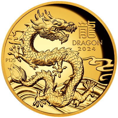 Australia 2024
YEAR OF THE DRAGON - 1 OZ
LUNAR SERIES III. - HIGH RELIEF
100 $ | 1 Oz Gold | Proof
Mintage only 188 pieces