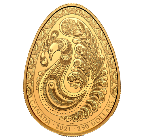 ROOSTER PYSANKA Egg Shape Gold Coin 250$ Canada 2021