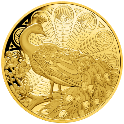 Niue 2024
THE PEACOCK - 1 OZ
IN BOX
100 $ | 1 Oz Gold | Proof
Mintage only 99 pieces