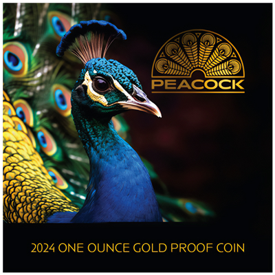 Niue 2024
THE PEACOCK - 1 OZ
IN BOX
100 $ | 1 Oz Gold | Proof
Mintage only 99 pieces