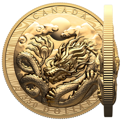 Canada 2024
YEAR OF THE DRAGON
TWO-SIDED ULTRA HIGH RELIEF
350 $ | 188 Gram Gold | Proof
Mintage only 108 pieces