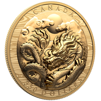 Canada 2024
YEAR OF THE DRAGON
TWO-SIDED ULTRA HIGH RELIEF
350 $ | 188 Gram Gold | Proof
Mintage only 108 pieces