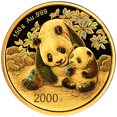 China 2024
PANDA - 150 GRAM
IRIDESCENT IN RAINBOW COLORS
2,000 Yuan | 150 Gram Gold | Proof
Mintage 10,000 pieces