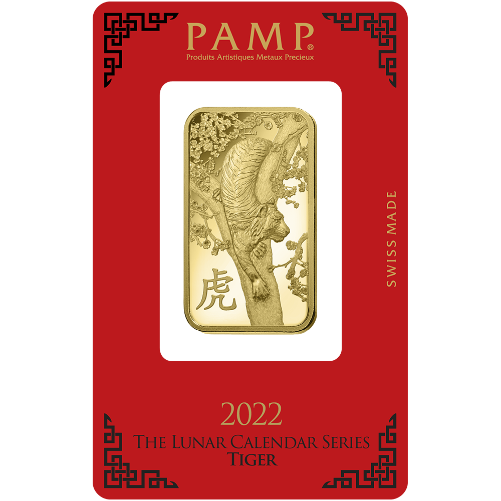 Lunar Tiger Gold Minted Bar - 1oz