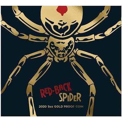 RED-BACK SPIDER - 5 OZ  CERTIFICATE # 2 500 $ | 5 Oz Gold | Proof Mintage only 50 pieces