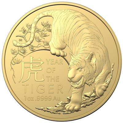 YEAR OF THE TIGER - 1 OZ  PREMIUM BULLION COIN - NEW LUNAR SERIES (3.) 100 $ | 1 Oz Gold | Uncirculated