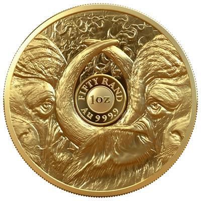 BIG FIVE + KRUGERRAND (5.)  SET - PRIVY MARK BUFFALO 51 Rand | 2 x 1 Oz Gold | Proof