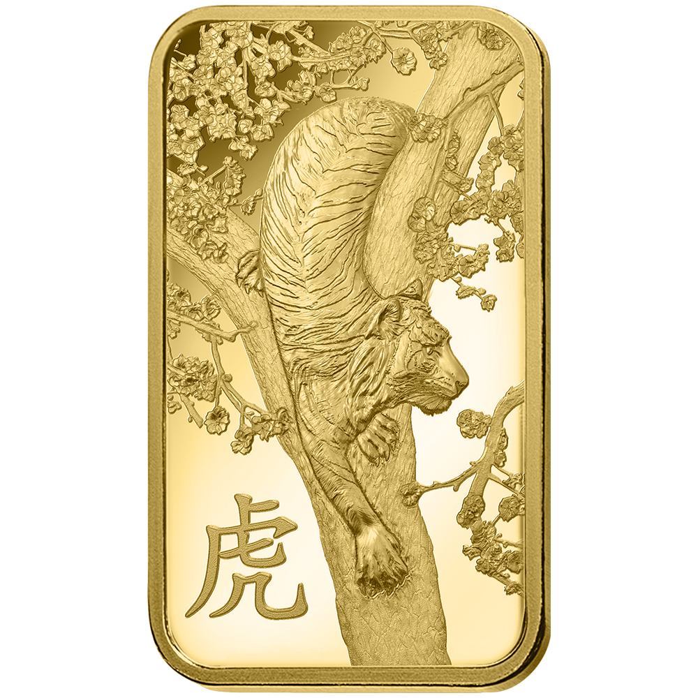 Lunar Tiger Gold Minted Bar - 1oz