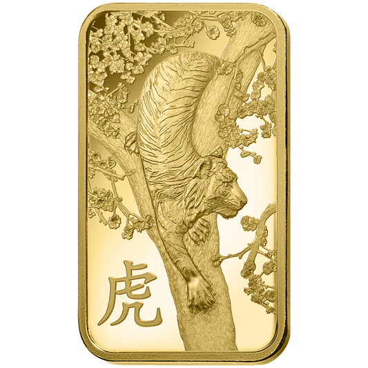 Lunar Tiger Gold Minted Bar - 1oz