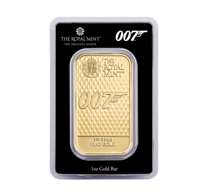 James Bond Diamonds Are Forever Minted 1oz Gold Bar Bullion | 999.9 Fine Gold