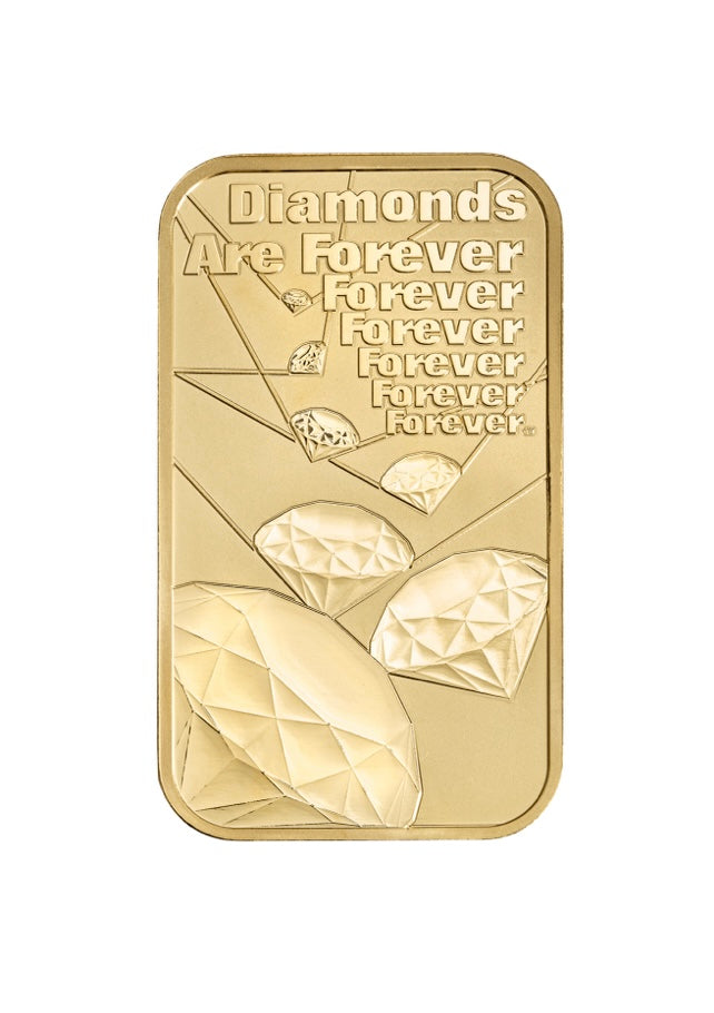 James Bond Diamonds Are Forever Minted 1oz Gold Bar Bullion | 999.9 Fine Gold